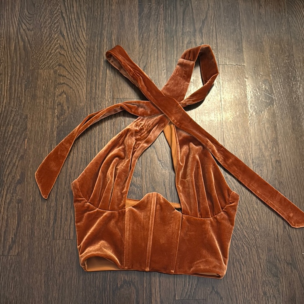 Velvet Halter Top‎ in Rust
